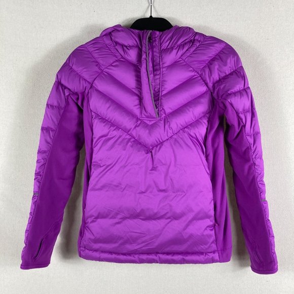 Lululemon Ivivva Girls Goose Down Pullover Puffer Jacket Hooded Purple Size 12 - Picture 2 of 12